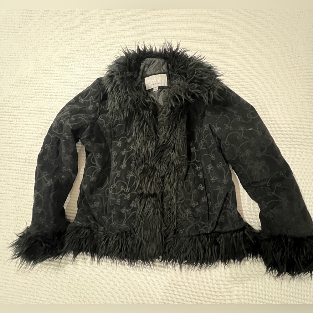 Wilsons Maxima Leather Black Jacket with Faux Fur Collar VTG Rare Size 1X